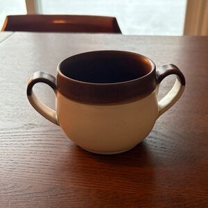 VINTAGE DENBY-LANGLEY -  “Potpourri” Two-Tone Ceramic Soup Mug with Handles